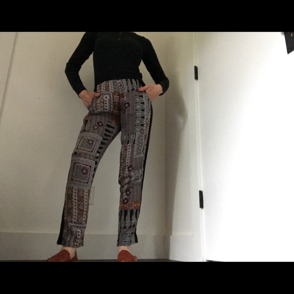 Bohemian Pant 90’s Style Hippie Chic Dark Print - Picture 5 of 12